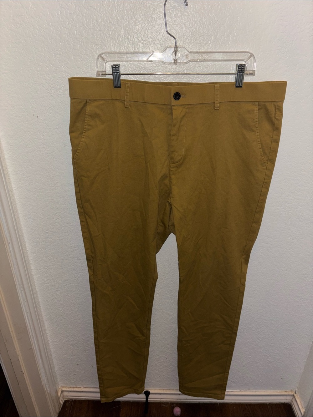 Men's Mustard Skinny Fit Chino Work Pants - Classic Straight Fit 38W32L